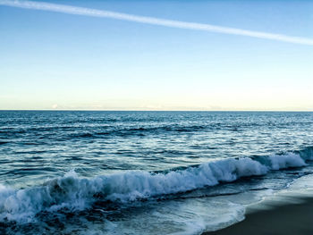 Scenic view of sea against clear sky