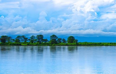 Scenic view of sea against cloudy sky