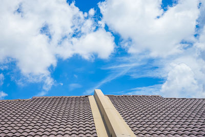 Low angle view of roof against sky