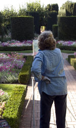 Rear view of woman standing in park