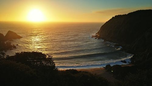 Scenic view of sea against sky during sunset