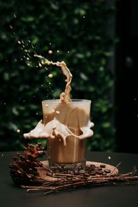 Close-up of chocolate cake on table