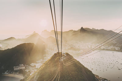 High angle view of overhead cable car