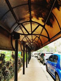 Cars parked in corridor