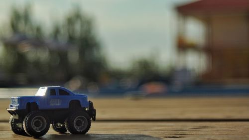 Close-up of toy car on table