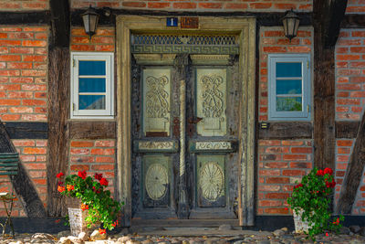 Closed door of building