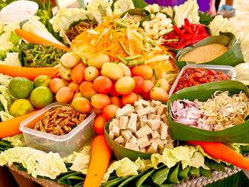 High angle view of fruits in market