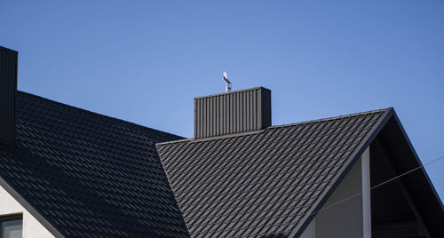 Low angle view of modern building against clear sky