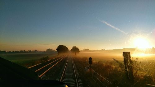 Sunset seen through train window