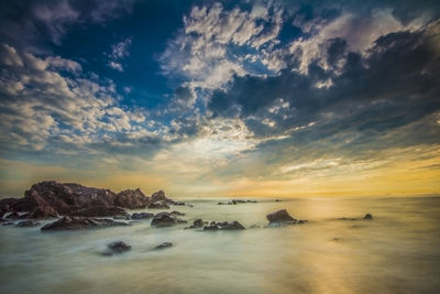 Scenic view of sea against sky during sunset