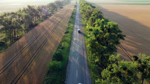 High angle view of empty road