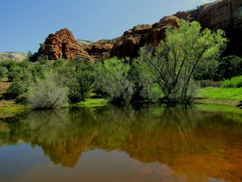 Scenic view of lake against sky