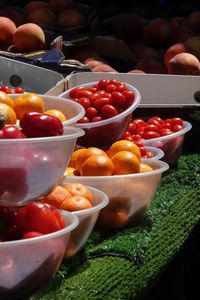 High angle view of fruits in bowl