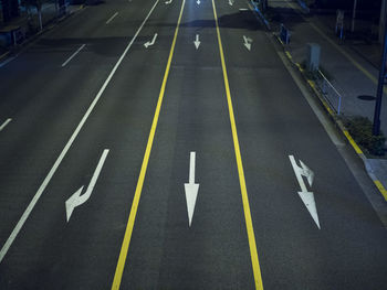 High angle view of road markings