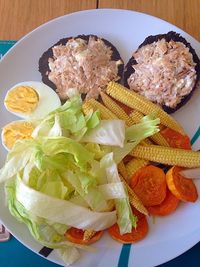 Close-up of food served in plate