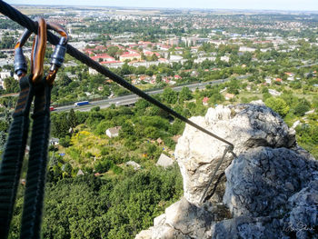 High angle view of cityscape against sky