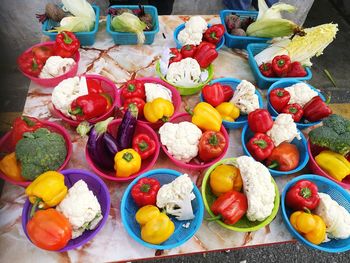 High angle view of fruits on table