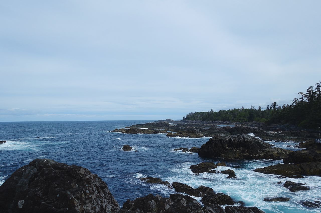 rock, water, sky, sea, rock - object, solid, scenics - nature, beauty in nature, tranquil scene, land, tranquility, nature, no people, cloud - sky, day, non-urban scene, outdoors, horizon, horizon over water, rocky coastline