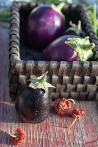 Close-up of fruits on cutting board