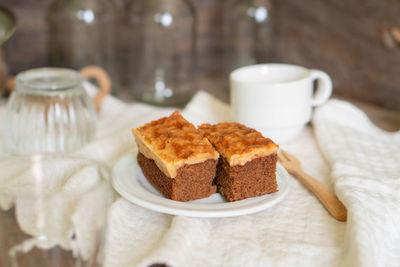 Close-up of dessert on table