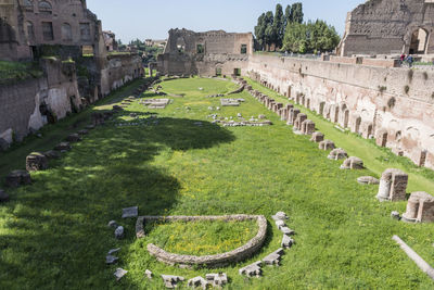High angle view of old ruins