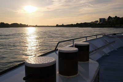 Beautiful view from a boat on the rhine river near cologne, germany