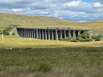 Arch bridge over field