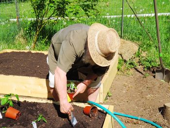 Man working on field