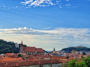 Townscape against blue sky