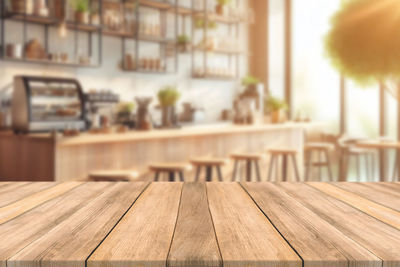 Close-up of wooden table