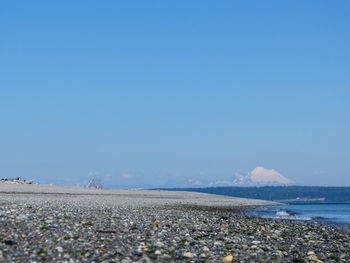 Scenic view of calm sea against clear sky