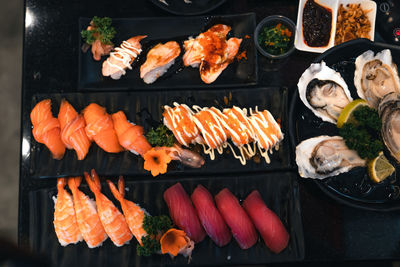 High angle view of sushi