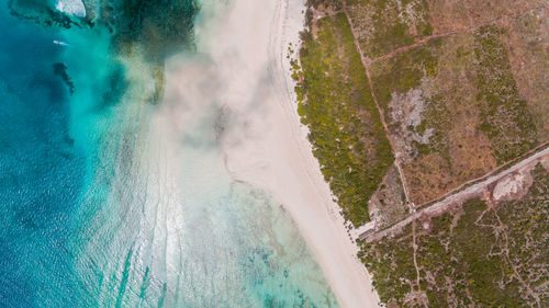 Aerial view of the matemwe coastline, zanzibar