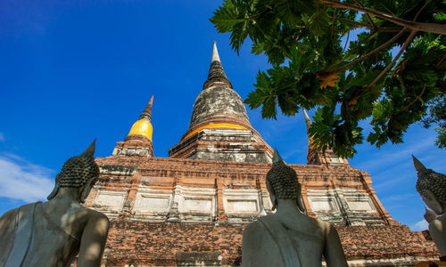 Low angle view of temple building against sky