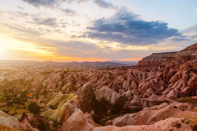 Scenic view of landscape against sky during sunset