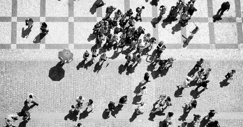 High angle view of people running