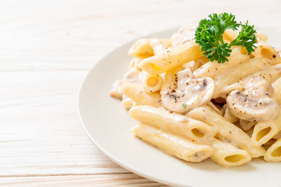 Close-up of food in plate on table