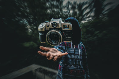 Man photographing with camera