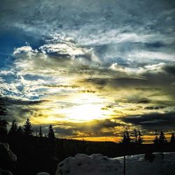 Scenic view of silhouette landscape against sky during sunset