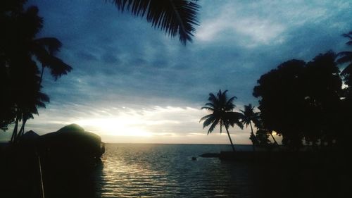 Scenic view of sea at sunset