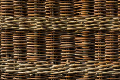 Full frame shot of stack of firewood