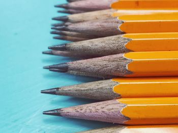 Close-up of pencils on table