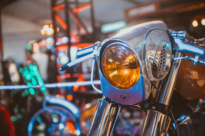 Close-up of illuminated bicycle wheel