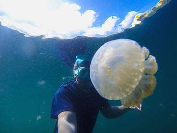 Selfie with stingless jellyfish