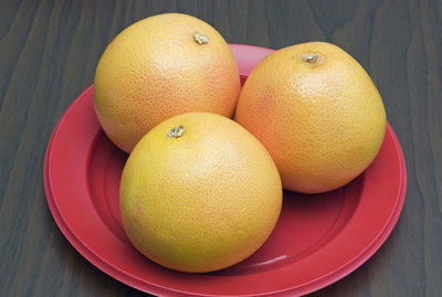 High angle view of fruits on table