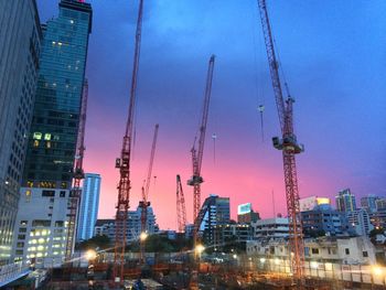 City skyline at dusk