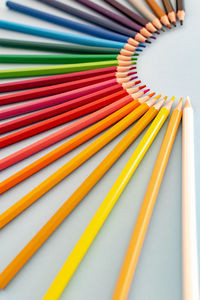 Close-up of multi colored pencils