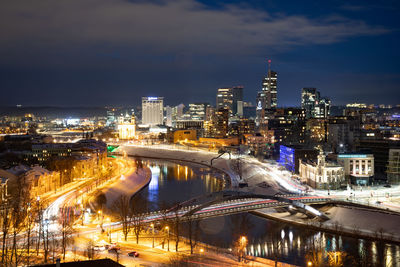 Vilnius, capital of lithuania, beautiful scenic aerial panorama of modern business financial