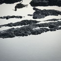 High angle view of frozen lake during winter