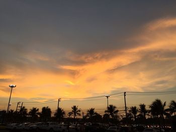 Silhouette trees against sky during sunset